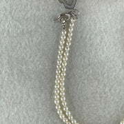 Natural Fresh Water Pinkish White Pearls with Oyster Shell Hulu in Silver Necklace 7.36g 40cm 3.2mm 129 Beads - Huangs Jadeite and Jewelry Pte Ltd