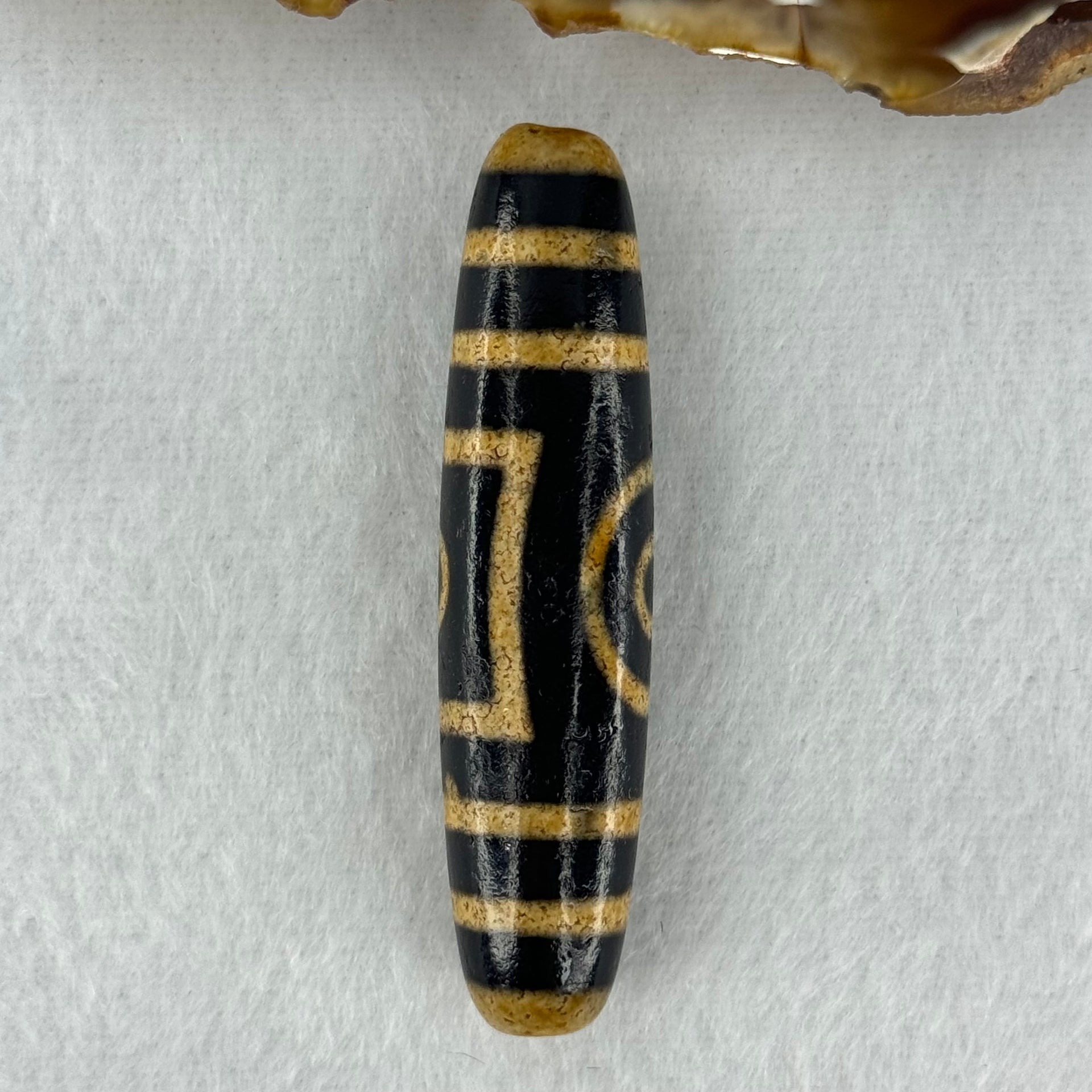 Natural Powerful Tibetan Old Oily Agate 2 Eyes Dzi Bead Heavenly Master (Tian Zhu) 二眼天诛 13.93g 54.8 by 12.9mm - Huangs Jadeite and Jewelry Pte Ltd