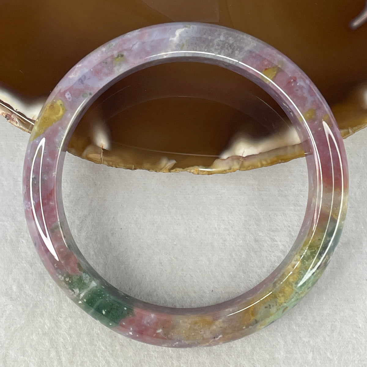 Natural Purple & Green Moss Agate Bangle | (42.69g | 57.8mm Inner Diameter | 11.8x8.2mm | Close to Perfect | Synergy, Noble Fortune, Spiritual Growth & Protection Shield)