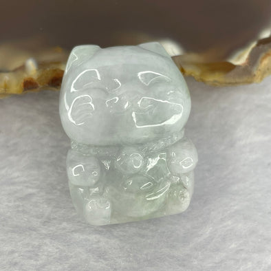 Type A Green Lavender Jadeite Fortune Cat 招财猫 17.09g 29.2 by 21.6 by 13.1mm - Huangs Jadeite and Jewelry Pte Ltd