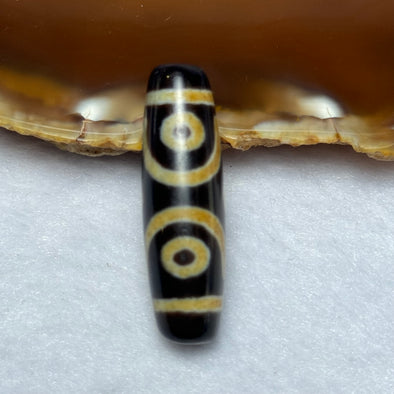 Natural Powerful Tibetan Old Oily Agate 6 Eyes Dzi Bead Heavenly Master (Tian Zhu) 六眼天诛 7.61g 38.0 by 11.5mm - Huangs Jadeite and Jewelry Pte Ltd
