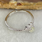 Type A Semi Icy Lavender Cabochon Jadeite in S925 Sliver Heart Ring (Adjustable Size) 1.10g 2.7 by 2.5mm - Huangs Jadeite and Jewelry Pte Ltd