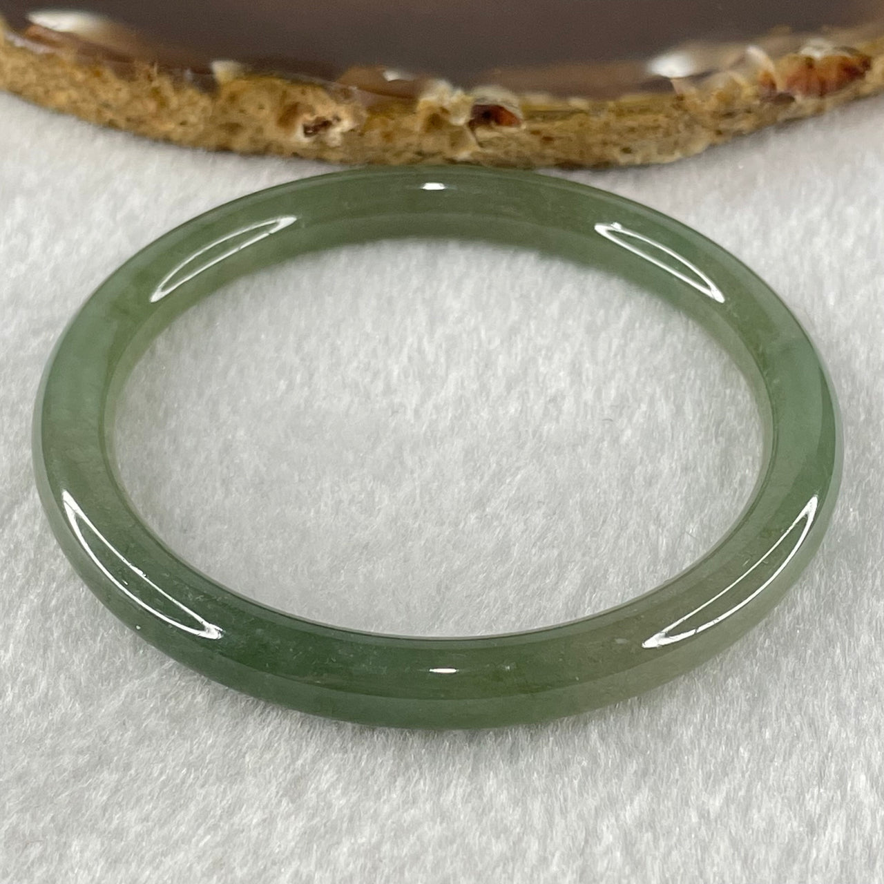 Type A Semi Icy Green Jadeite Bangle 22.71g Internal Diameter 53.8mm 6.9 by 7.0mm (Slight Internal Lines) - Huangs Jadeite and Jewelry Pte Ltd