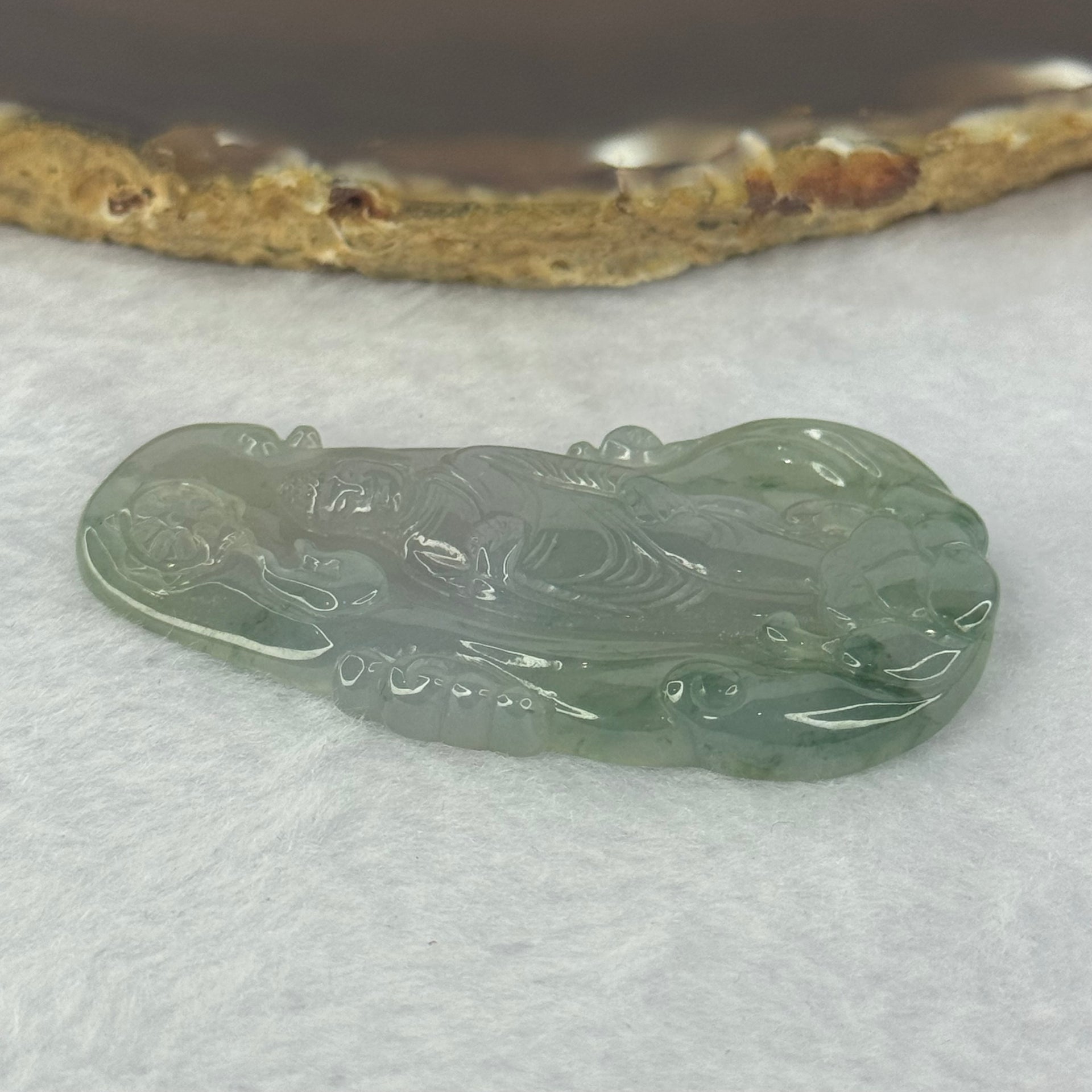 Certified Grandmaster Type A Icy Jelly Green Lavender Piao Hua Jadeite Buddha Pendent 18.65g 56.8 by 30.7 by 5.8mm - Huangs Jadeite and Jewelry Pte Ltd