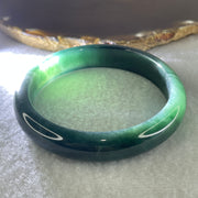 Certified Natural Type A Dark Blueish Green Jadeite Bangle | 61.1mm Inner Diameter (56.03g 12.9x7.4mm | Perfect | Emotional Wisdom, Abundance & Sovereign Energy Shield) - Huangs Jadeite and Jewelry Pte Ltd