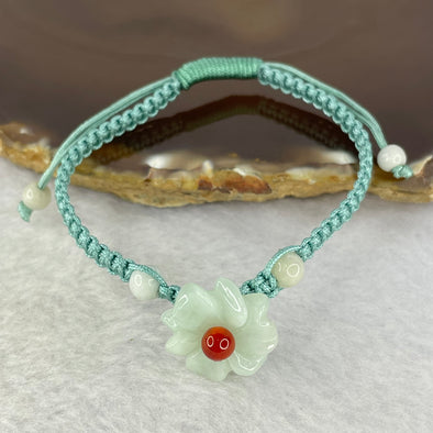 Type A Light Green Jadeite Flower Anklet/Bracelet 4.74g 17.0 by 4.9mm - Huangs Jadeite and Jewelry Pte Ltd