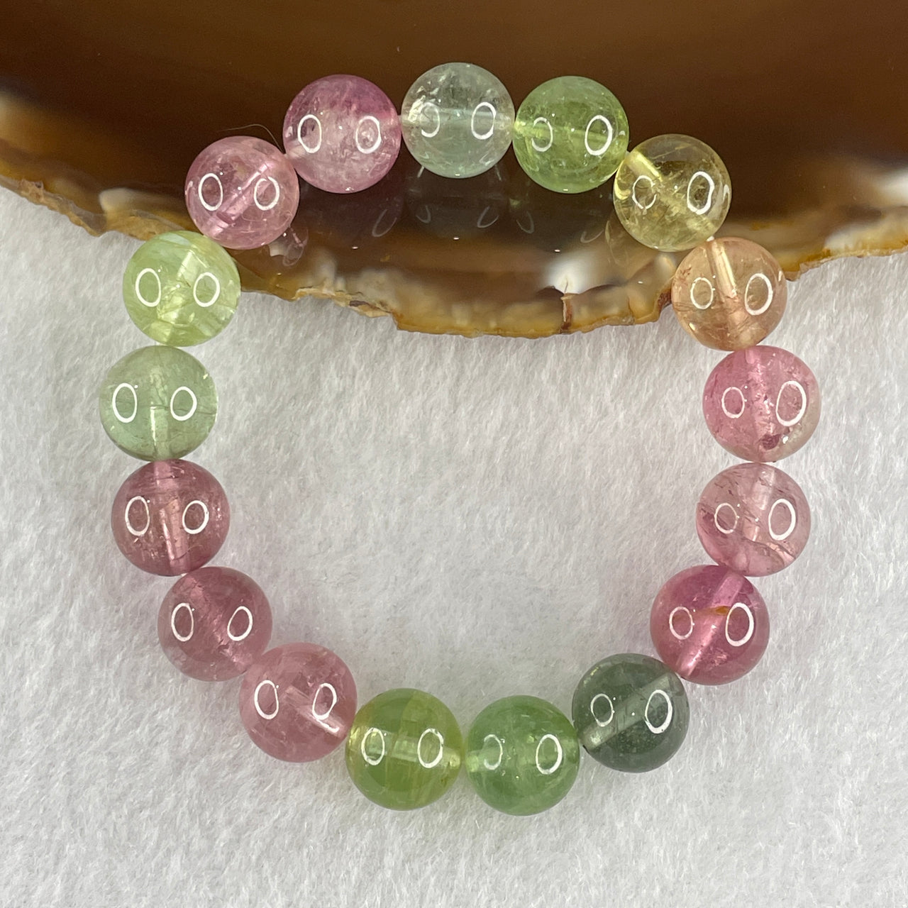 Very Good Natural Tourmaline Crystal Beads Bracelet 28.33g 13.5cm 10.4mm 17Beads