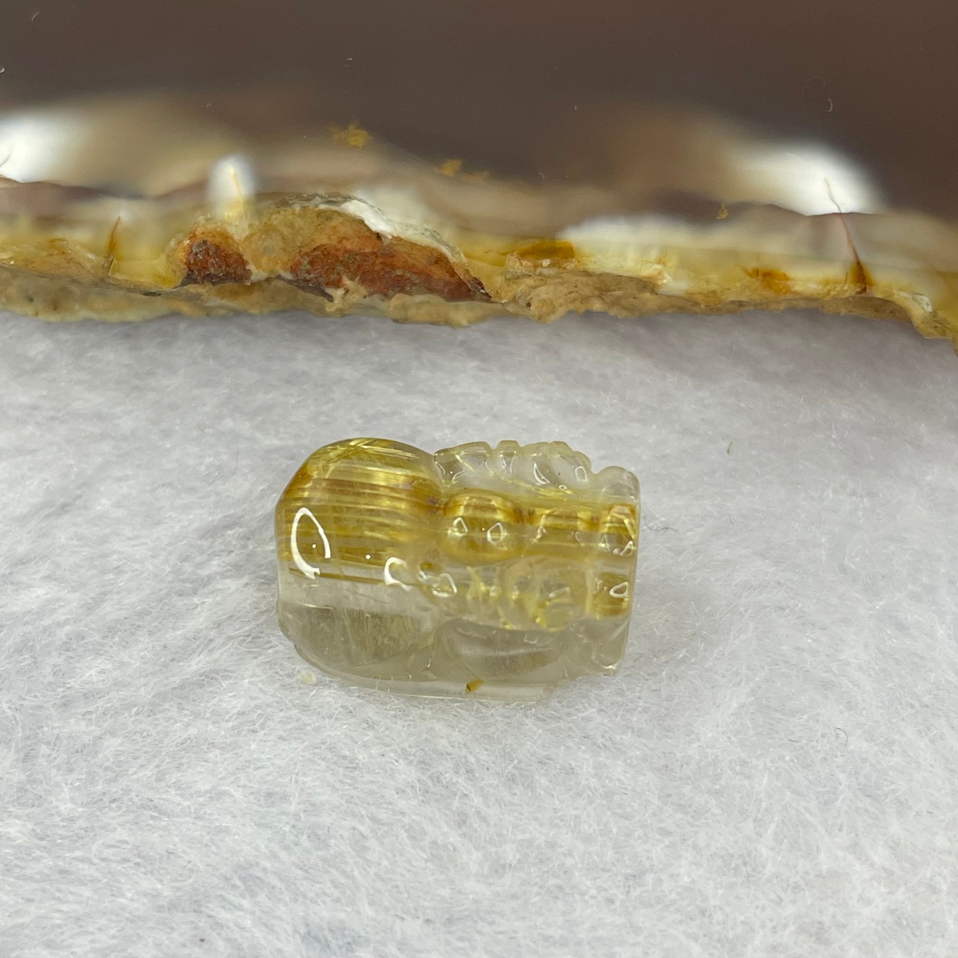 Good Grade Natural Golden Shun Fa Rutilated Quartz Pixiu Charm for Bracelet 天然金顺发水晶貔貅 1.98g 14.6 by 9.4 by 8.3mm - Huangs Jadeite and Jewelry Pte Ltd