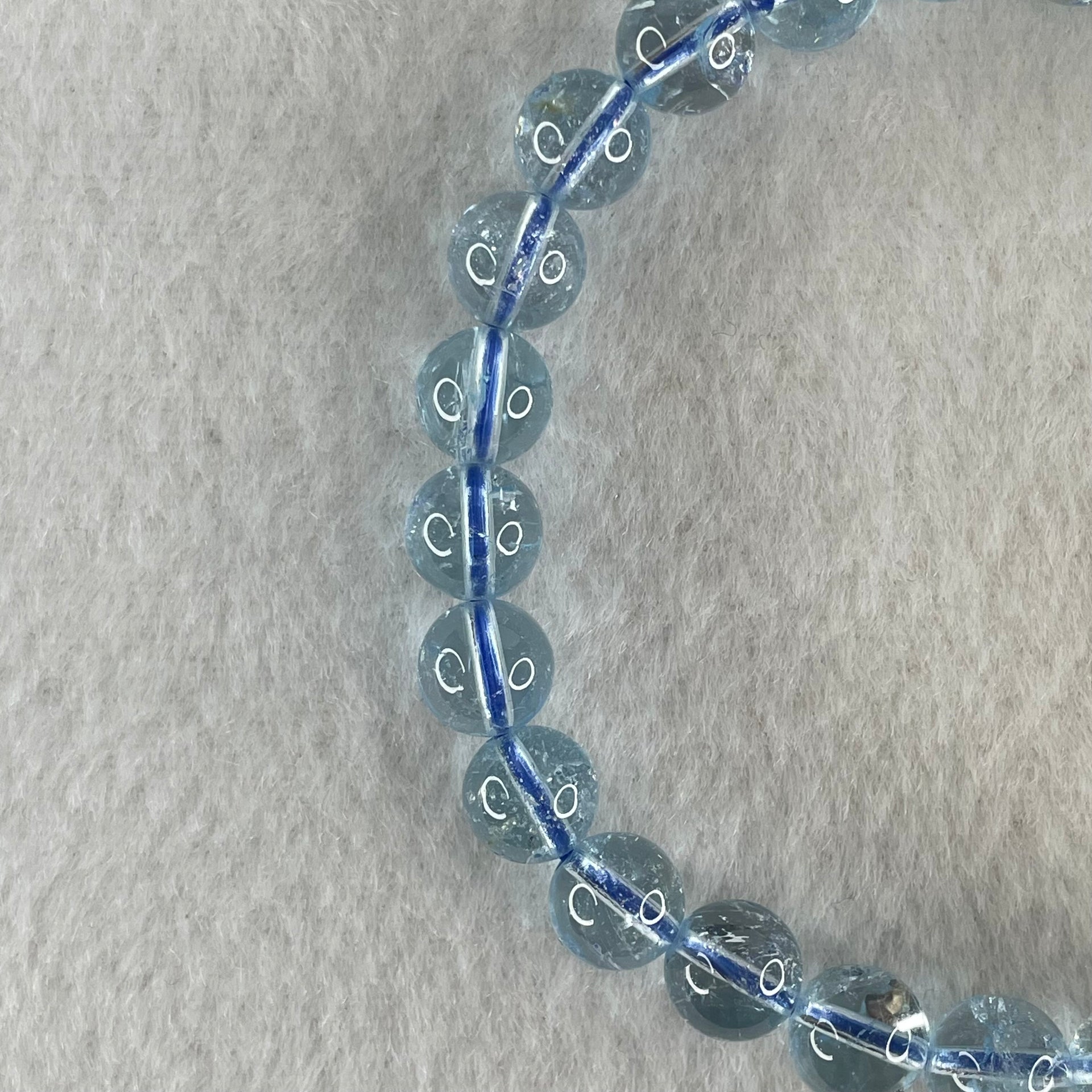Above Average Natural Blue Topaz Beads Bracelet 20.43g 16cm 7.7mm 25 Beads - Huangs Jadeite and Jewelry Pte Ltd