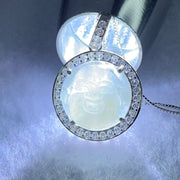 Type A Faint Green Lavender Milo Buddha with Crystals in S925 Sliver Pendant and Necklace 6.23g 14.9 by 14.9 by 7.5mm - Huangs Jadeite and Jewelry Pte Ltd