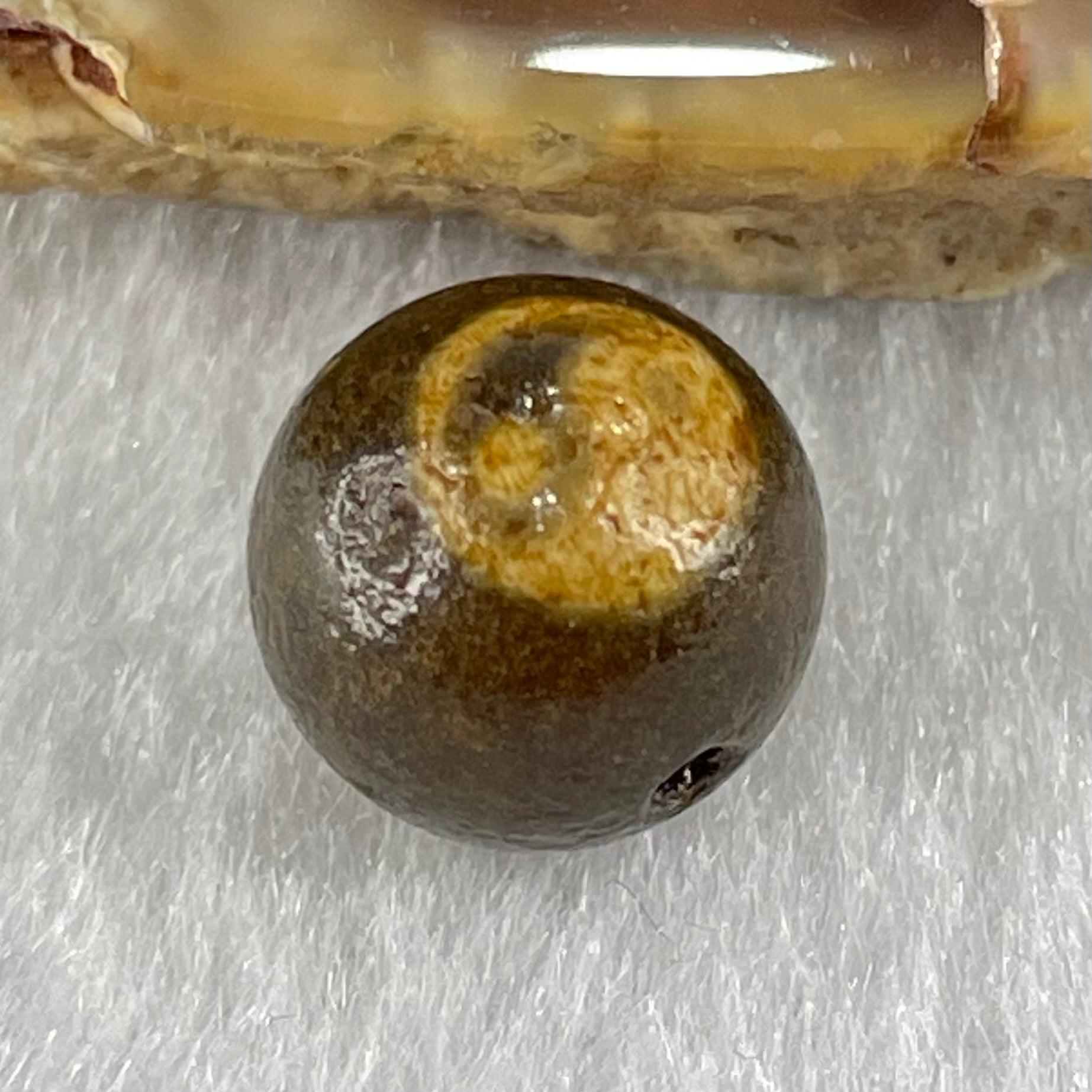 Natural Powerful Tibetan Old Oily Agate Yin Yang Bead Heavenly Master (Tian Zhu) 1.50g 10.1 by 10.5mm - Huangs Jadeite and Jewelry Pte Ltd