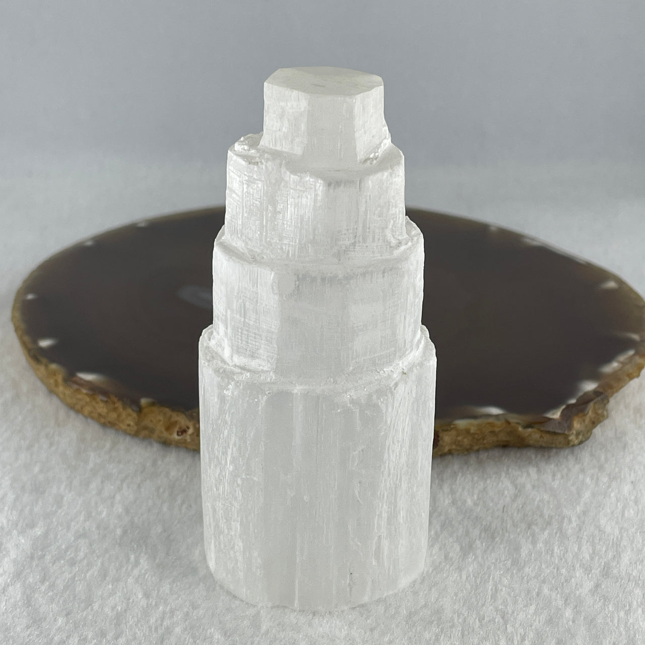Natural Selenite Tower Display 198.68g 91.1 by 42.8 by 38.4mm