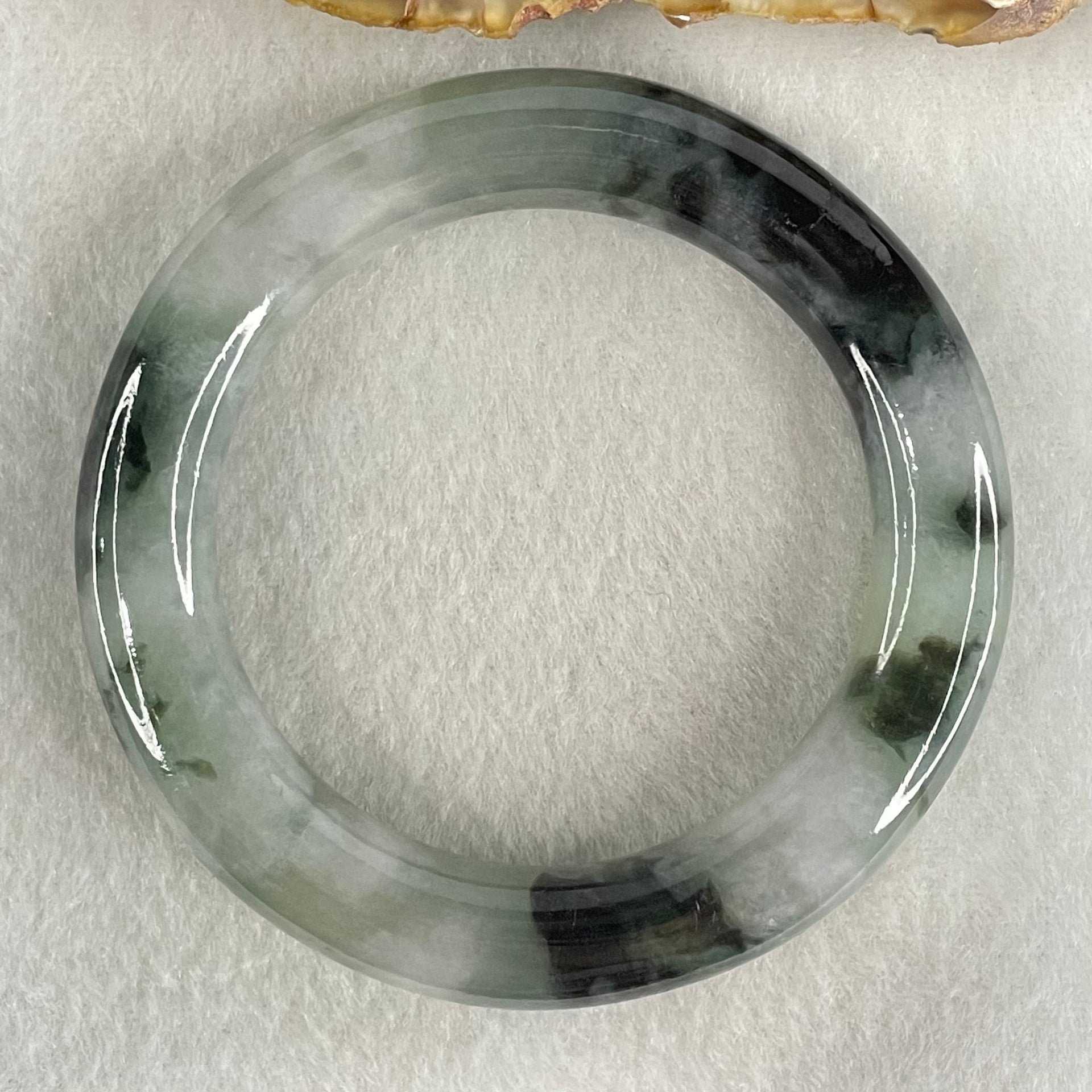 Type A Green Lavender with Dark Green Piao Hua Jadeite Bangle 44.77g Internal Diameter 52.1mm by 10.9 by 11.2mm (Slight Internal Lines) - Huangs Jadeite and Jewelry Pte Ltd