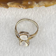 Natural Rainbow Moonstone with Crystals In S925 Sliver Ring (Adjustable Size) 3.10g 6.0 by 5.5 by 3.2mm - Huangs Jadeite and Jewelry Pte Ltd