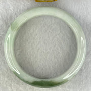 Type A Faint Lavender Green with Moss Green Patches Jadeite Bangle Internal Diameter 56.8mm 67.33g 14.8 by 8.8mm (Internal Lines) - Huangs Jadeite and Jewelry Pte Ltd