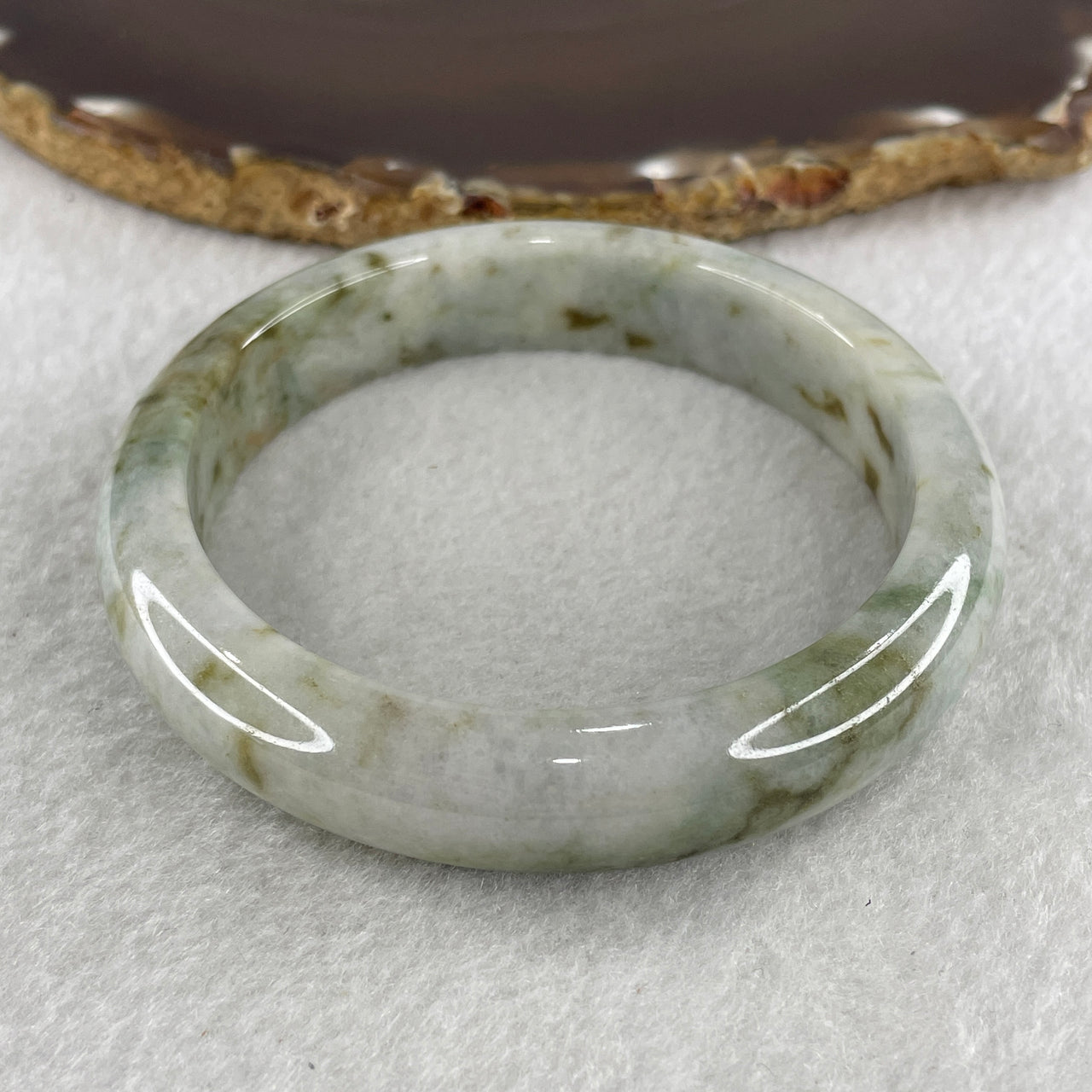 Type A Green, Lavender and Red Jade Jadeite Bangle 58.16g inner Dia 59.4mm 12.9 by 8.2mm (Internal Lines) - Huangs Jadeite and Jewelry Pte Ltd