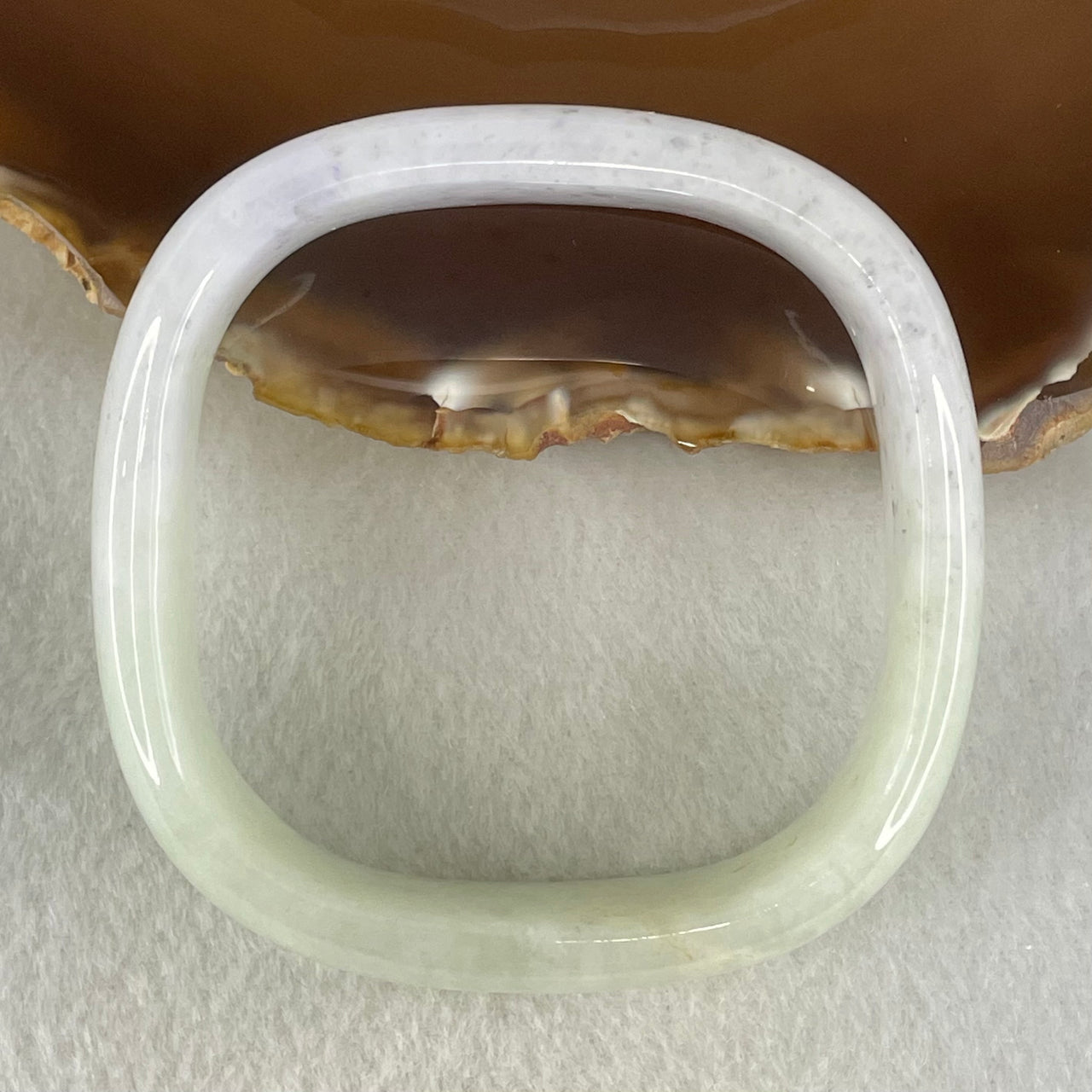 Pre-Love Type A Lavender Green Jadeite Square Shape Bangle 79.08g Inner Diameter 54.9mm 20.1 by 7.2mm (Close to Perfect) - Huangs Jadeite and Jewelry Pte Ltd