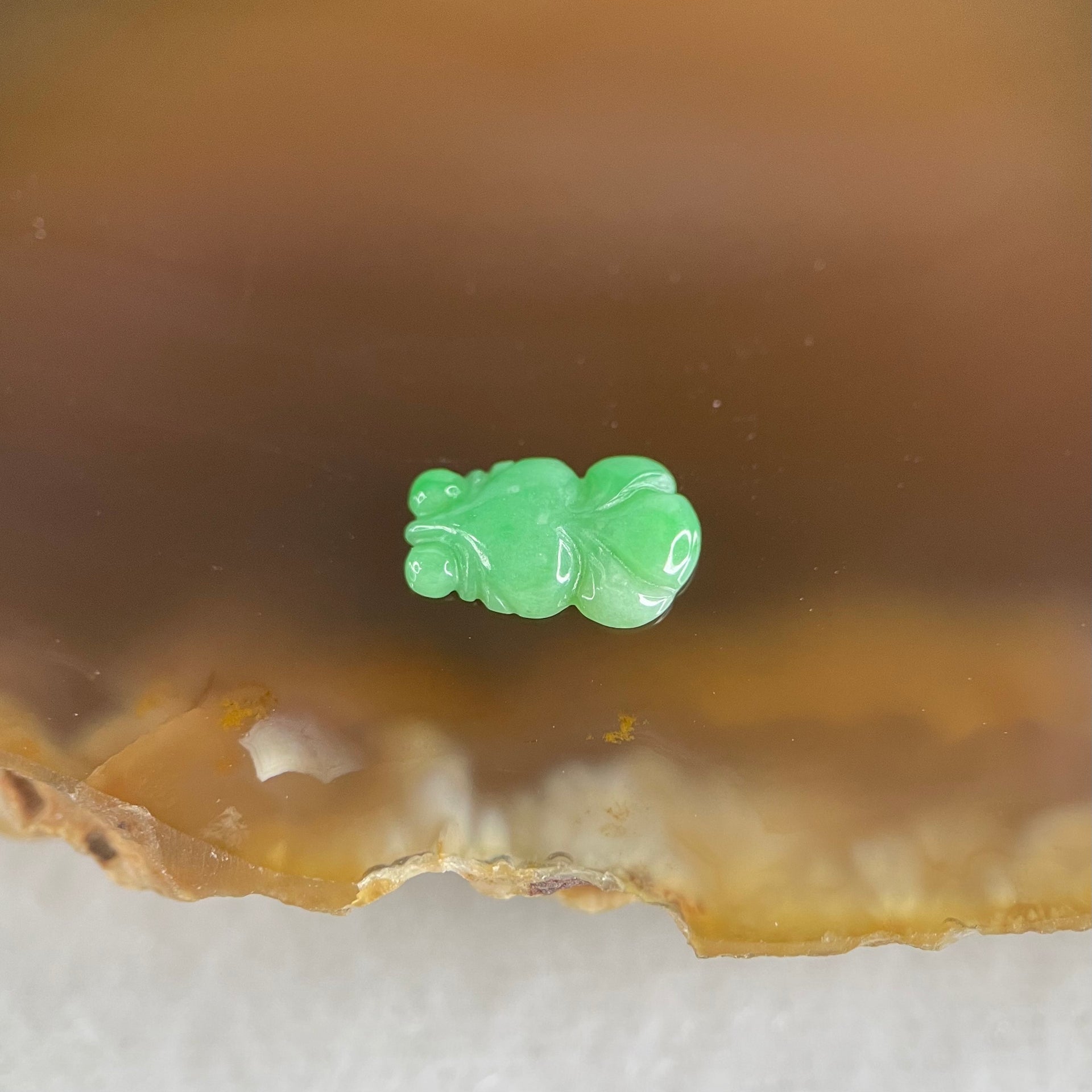 Type A Old Mine Full Green Jadeite Goldfish Charm Stone For Setting 0.15g 8.6 by 5.1 by 1.7mm - Huangs Jadeite and Jewelry Pte Ltd