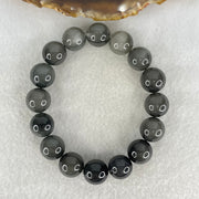 Good Grade Natural Grey Rabbit Hair Rutilated Quartz Beads Bracelet 52.45g 18cm 13.5mm 16 Beads - Huangs Jadeite and Jewelry Pte Ltd