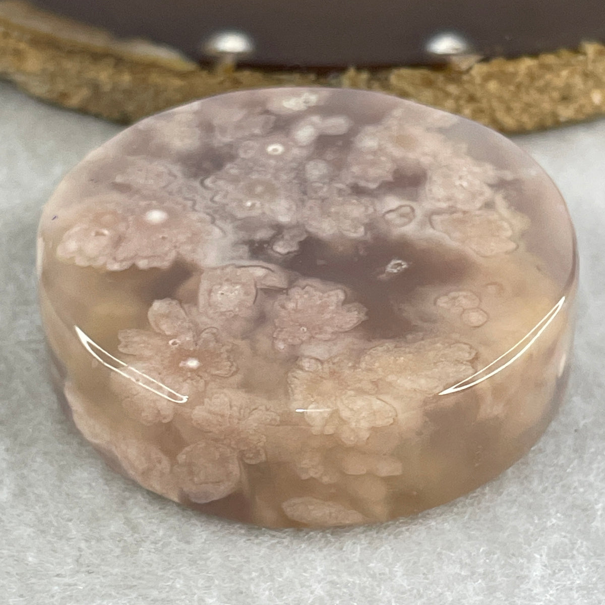 Natural Pink Flower Agate Oval Bangle Set 82.68g Inner Diameter 55.7mm 10.3 by 6.8mm (Very Very Slight External Rough) - Huangs Jadeite and Jewelry Pte Ltd