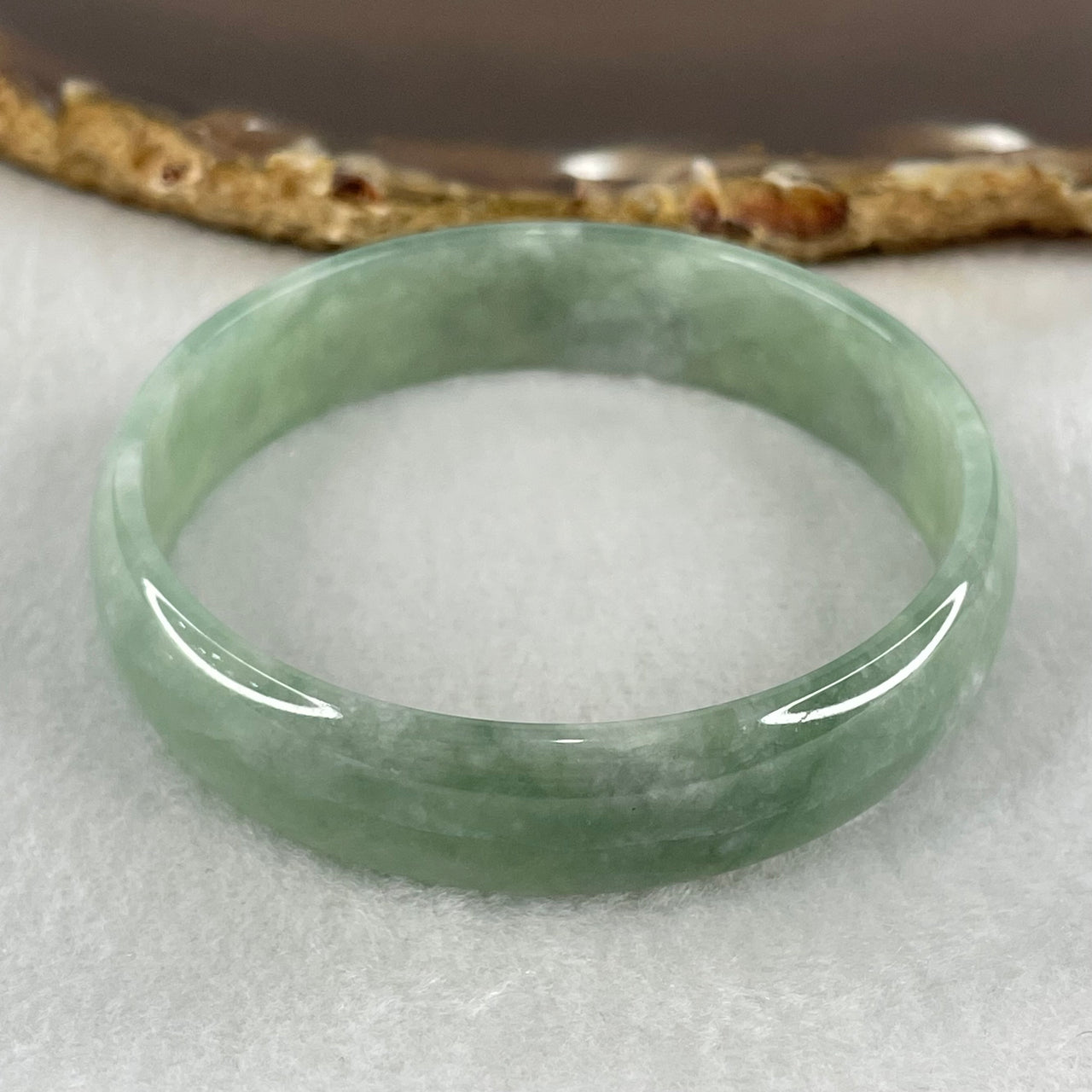 Type A Semi Icy Blueish Green Jadeite Bangle 24.80g Inner Diameter 52.6mm 12.6 by 4.4mm (Internal Lines) - Huangs Jadeite and Jewelry Pte Ltd