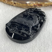Type A Opaque to Partial Translucent Black Omphacite Jadeite Goat Pendant 27.85g 59.9 by 40.6 by 9.8mm - Huangs Jadeite and Jewelry Pte Ltd