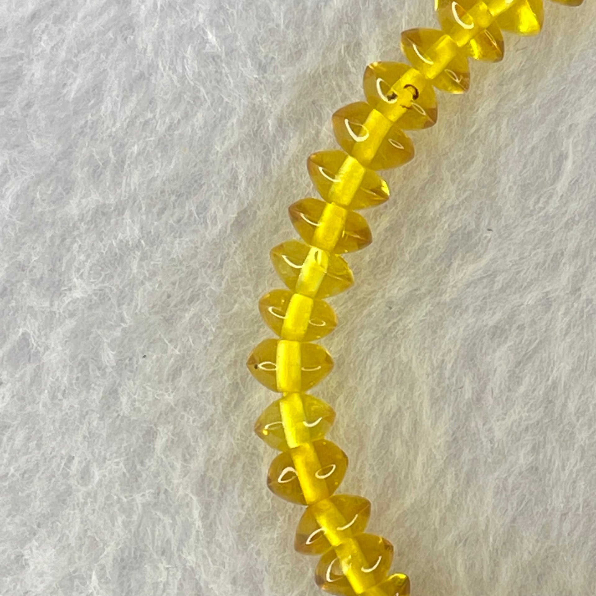 Natural Yellow Amber Beads String Bracelet 3.90g 15cm 6.9mm 41 Beads - Huangs Jadeite and Jewelry Pte Ltd