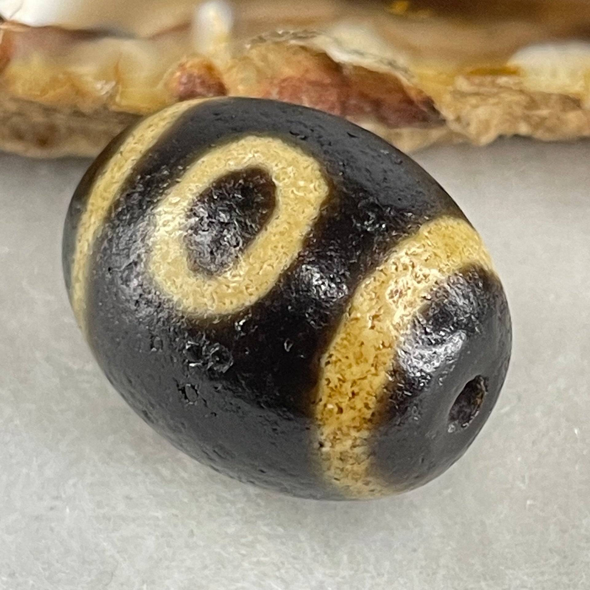 Natural Powerful Tibetan Old Oily Agate Sky Door Serenity 1 Eye Dzi Bead Heavenly Master (Tian Zhu) 一眼天诛 8.26g 20.9g by 16.8mm - Huangs Jadeite and Jewelry Pte Ltd