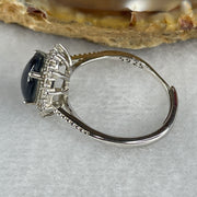 Natural-Synthetic-Blue-Star-Sapphire-with-Cubic-Zirconia-in-S925-Sliver-Ring-2.45g-9.3-by-6.8-by-3.5mm-(Adjustable-Size)