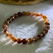 Natural Copper Rutilated Quartz Beads Bracelet 天然銅髮晶手镯 13.32g 15.5cm 7.5mm 26 Beads - Huangs Jadeite and Jewelry Pte Ltd