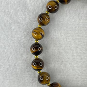 Natural Yellow Tiger's Eye Quartz Beads Bracelet with Charm 31.12g 21cm 10.4mm 20Beads - Huangs Jadeite and Jewelry Pte Ltd