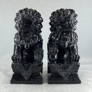 Black Pair of Fu Gou Display 3,541.2g Each about 75.0 by 100.0 by 172.0mm - Huangs Jadeite and Jewelry Pte Ltd
