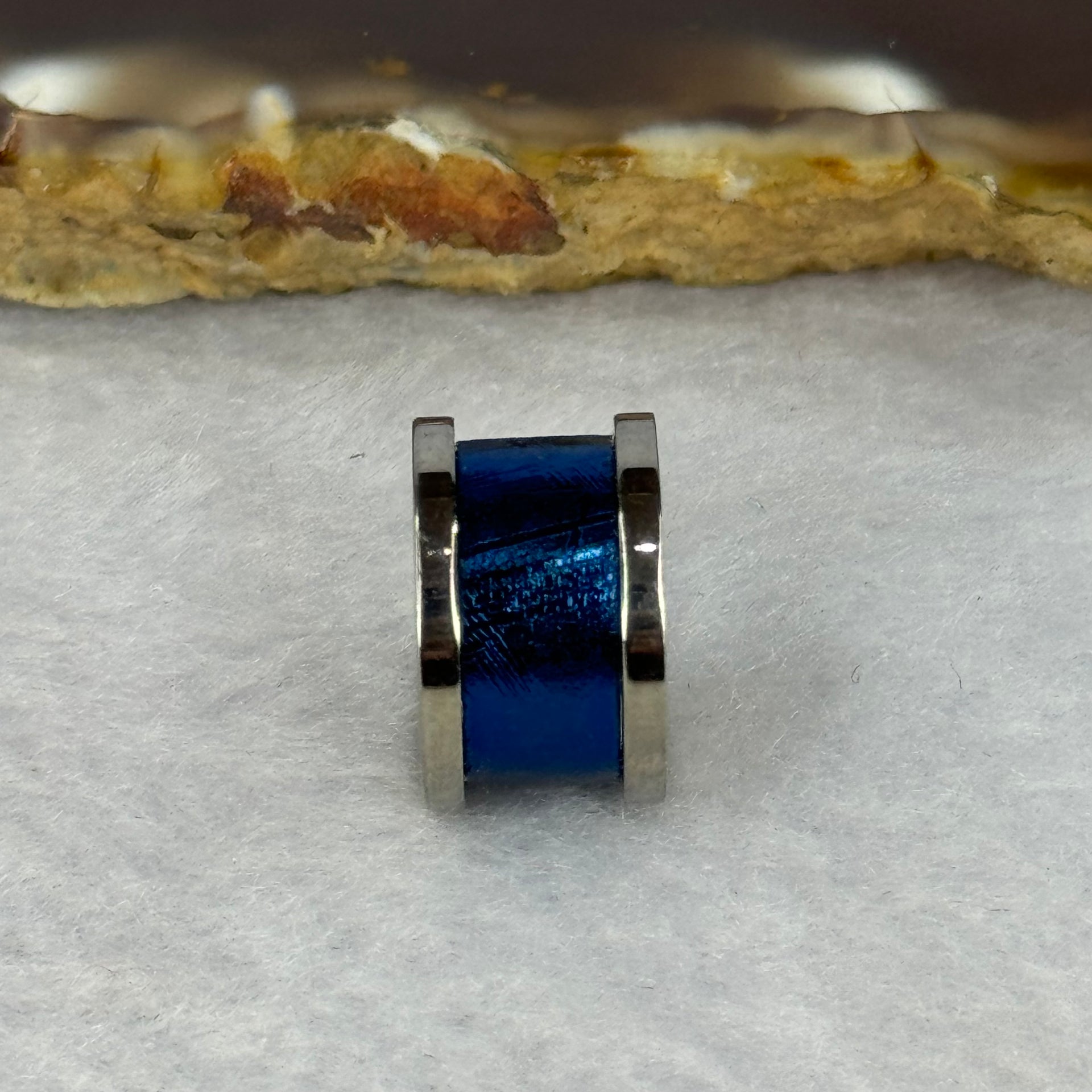 14.0mm Meteorite in Titanium Pendent / Charm (Blue Color) 3.26g 9.0 by 14.4mm - Huangs Jadeite and Jewelry Pte Ltd