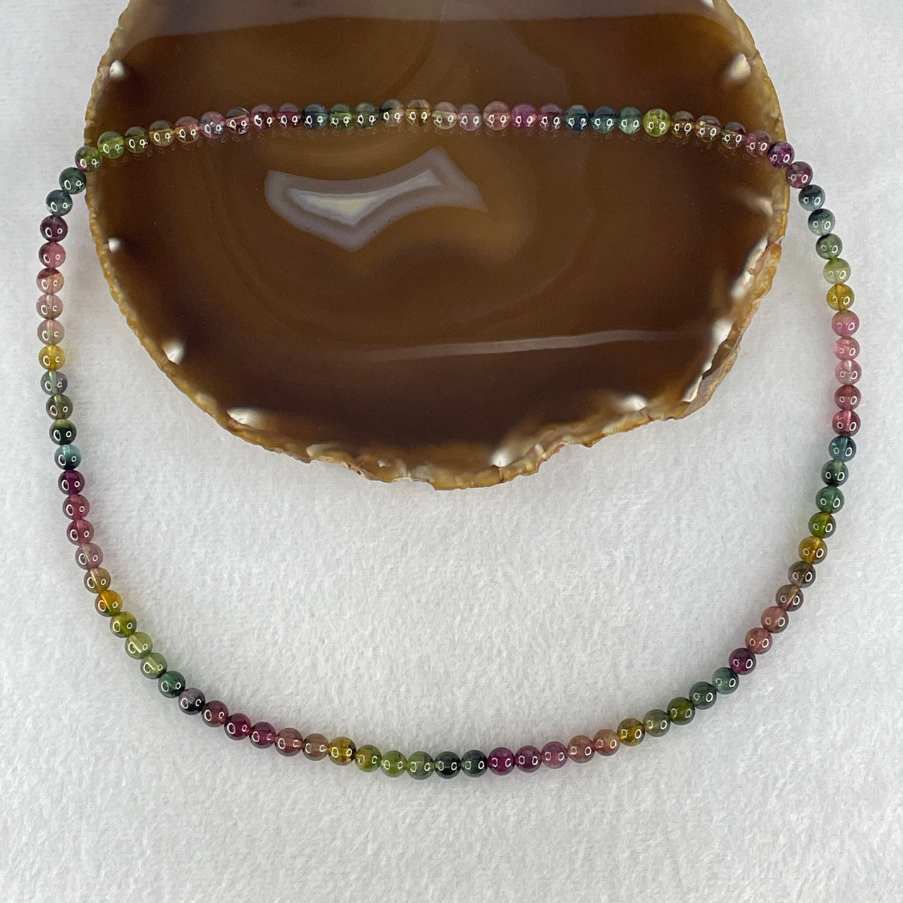 Good Grade Natural Watermelon Tourmaline Crystal Beads Necklace 32.72g 52cm 6.3mm 93 Beads