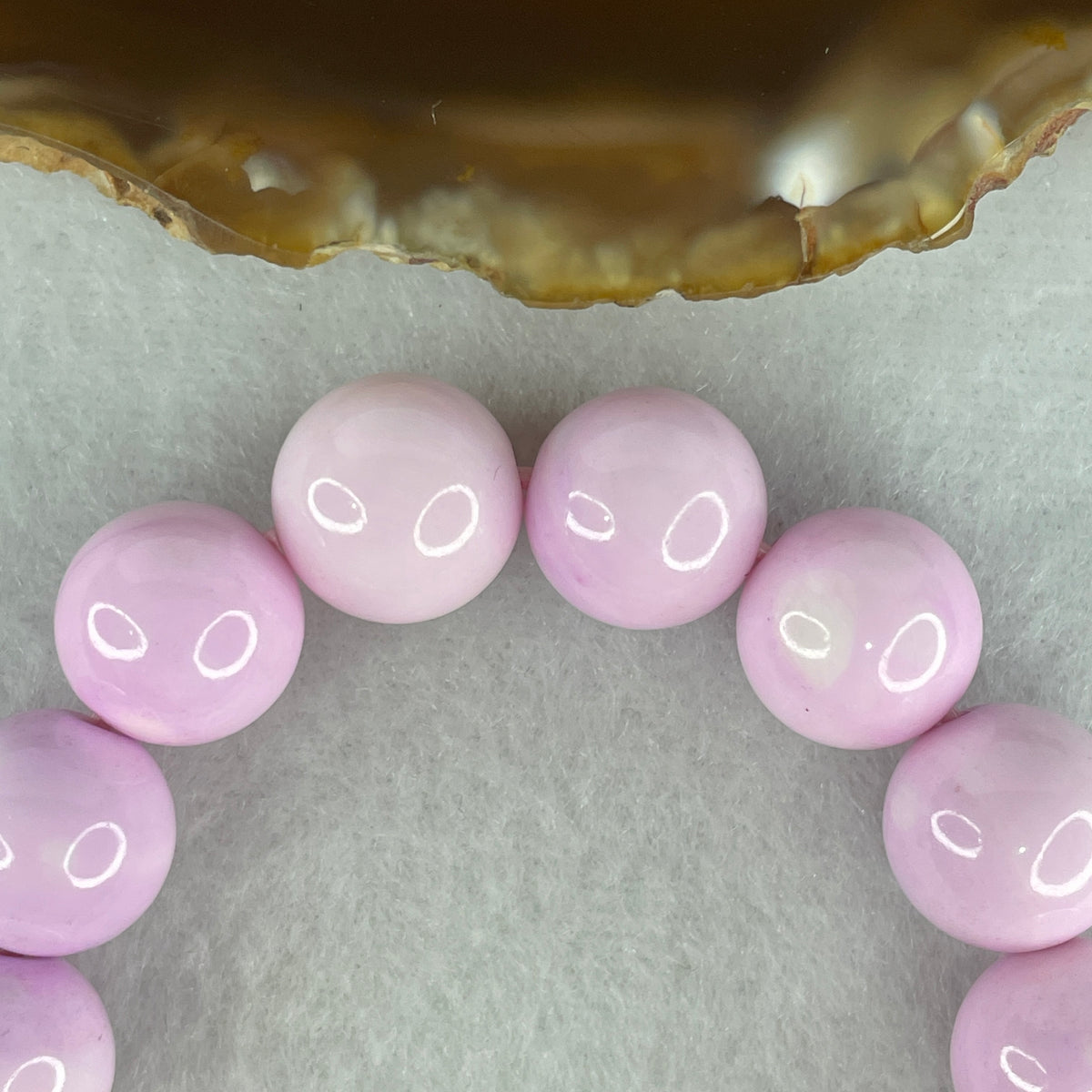 Certified Natural Pink Shell Beads Bracelet | 12.5mm Radiant Mother of Pearl (45.96g | 15.5cm Wrist | 16 Beads)