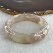 Natural Faint Pink Flower Agate Bangle 57.41g Internal Diameter 60.2mm 15.6 by 9.4mm (Perfect) - Huangs Jadeite and Jewelry Pte Ltd