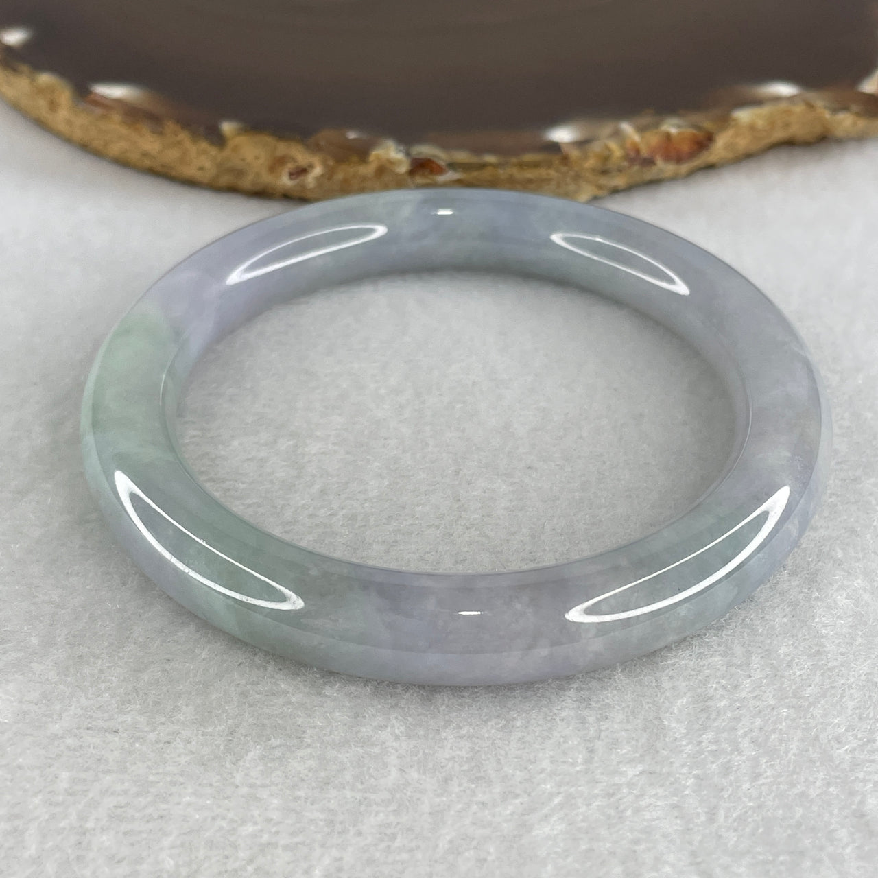 58.8mm Genuine Type A Jadeite Bangle - Intense Lavender & Green Natural Jadeite Jewelry - 55.68g Certified Untreated Large Jade Bracelet 10.0x10.4mm (Slight Internal Lines)