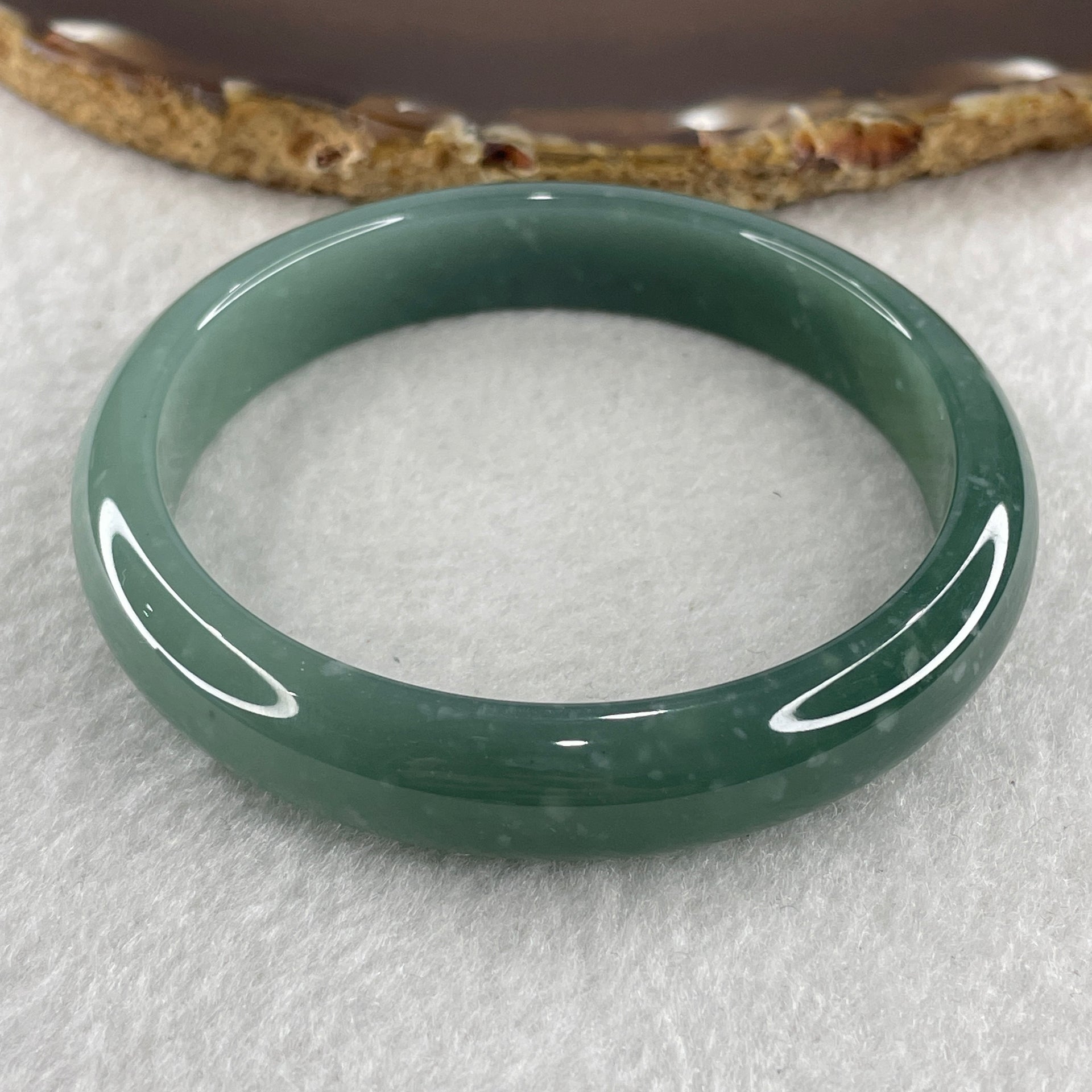 Certified Type A Semi Icy Blueish Green Jadeite Bangle 44.83g inner diameter 58.7mm 11.6 by 6.7mm (Perfect) - Huangs Jadeite and Jewelry Pte Ltd