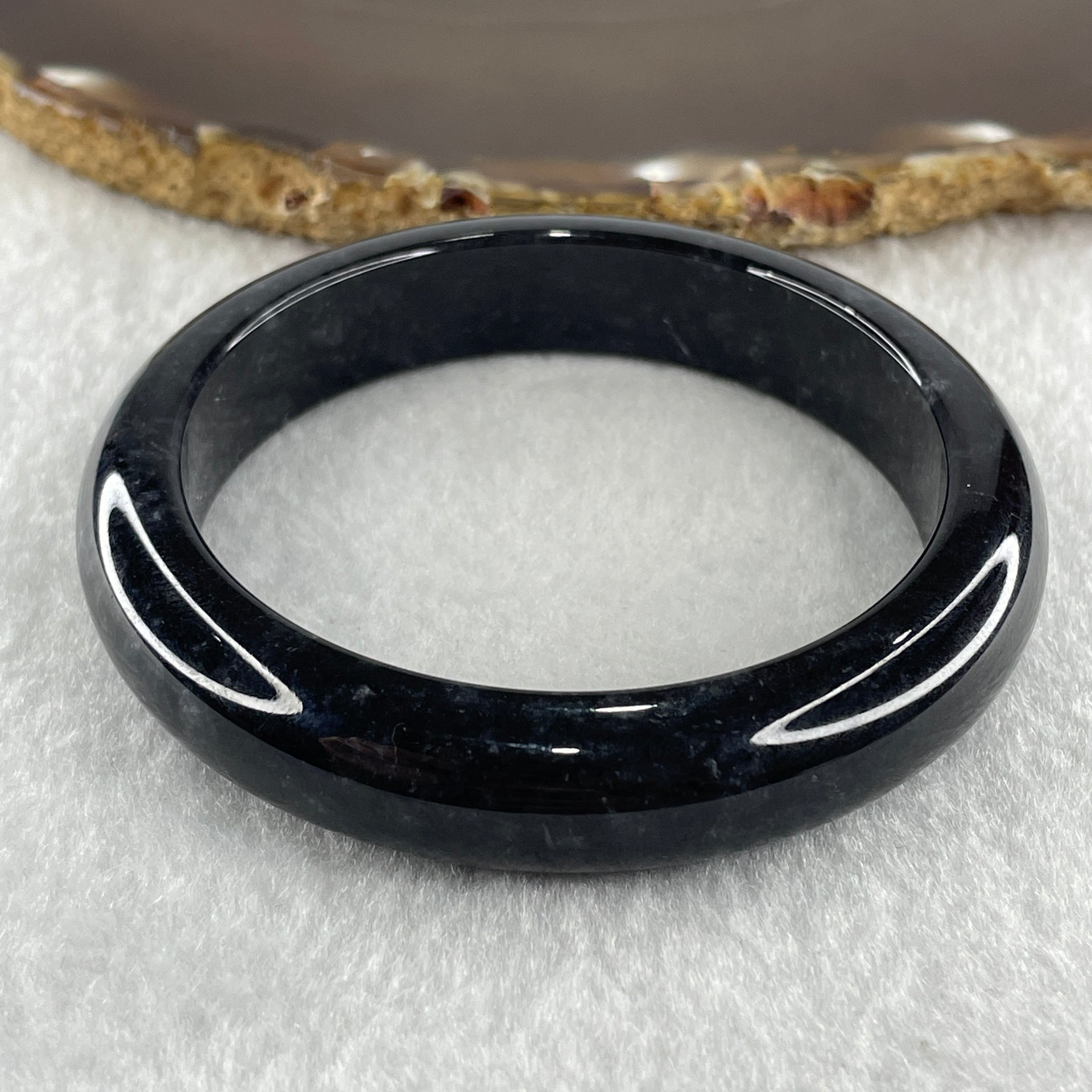 Type A Opaque Wuji Black Jadeite Bangle 60.74g  Internal Diameter 57.6mm 12.8 by 8.7mm - Huangs Jadeite and Jewelry Pte Ltd