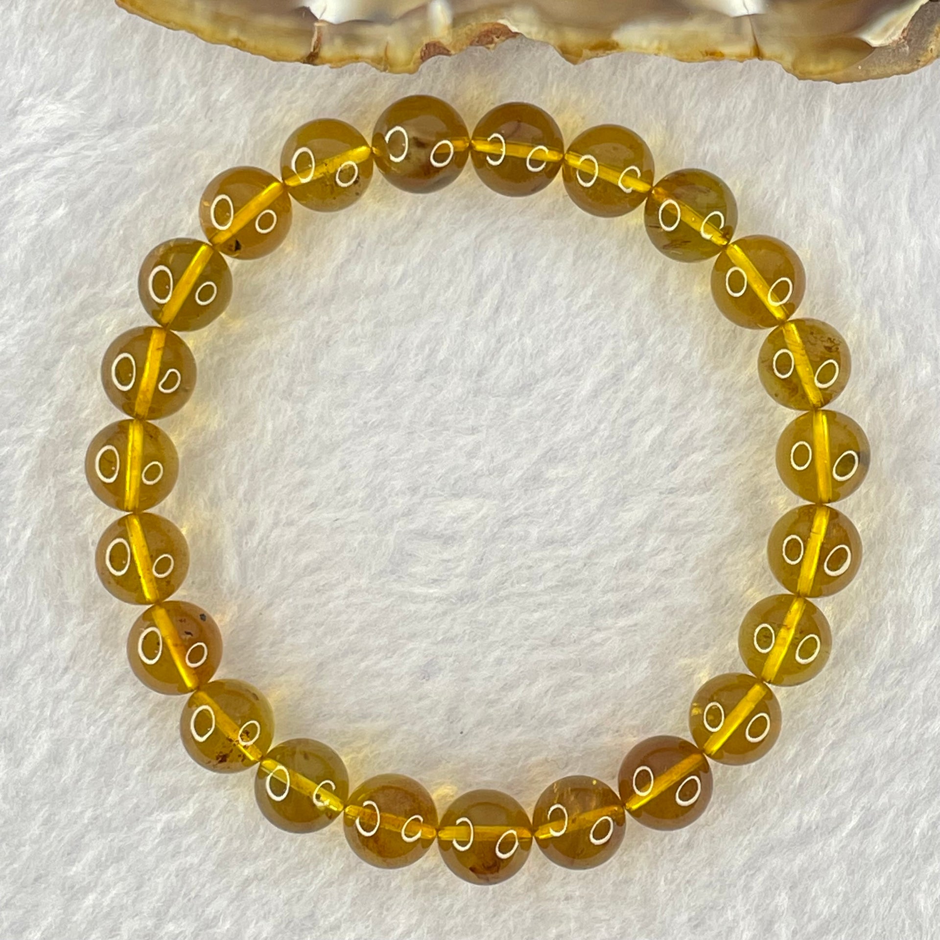 Natural Purple Honey Amber Beads Bracelet 天然紫蜜琥珀手链 5.99g 15cm 7.7mm 23 Beads - Huangs Jadeite and Jewelry Pte Ltd