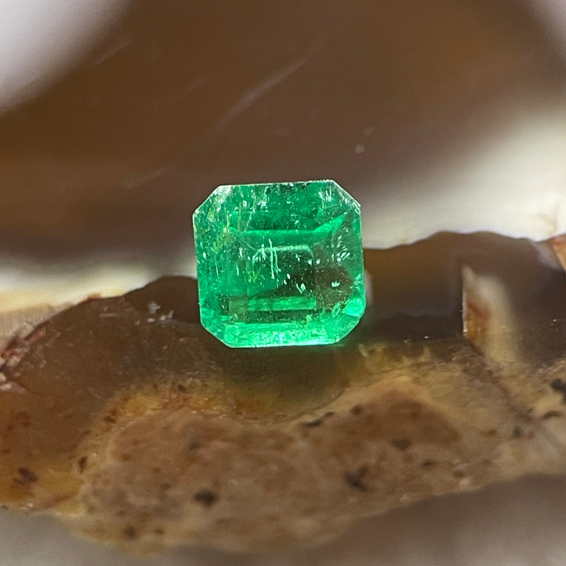 Natural Colombia Vivid Green Emerald (Beryl) Cut-Cornered Square Step cut 0.41ct 4.3 by 4.1 by 3.1mm - Huangs Jadeite and Jewelry Pte Ltd