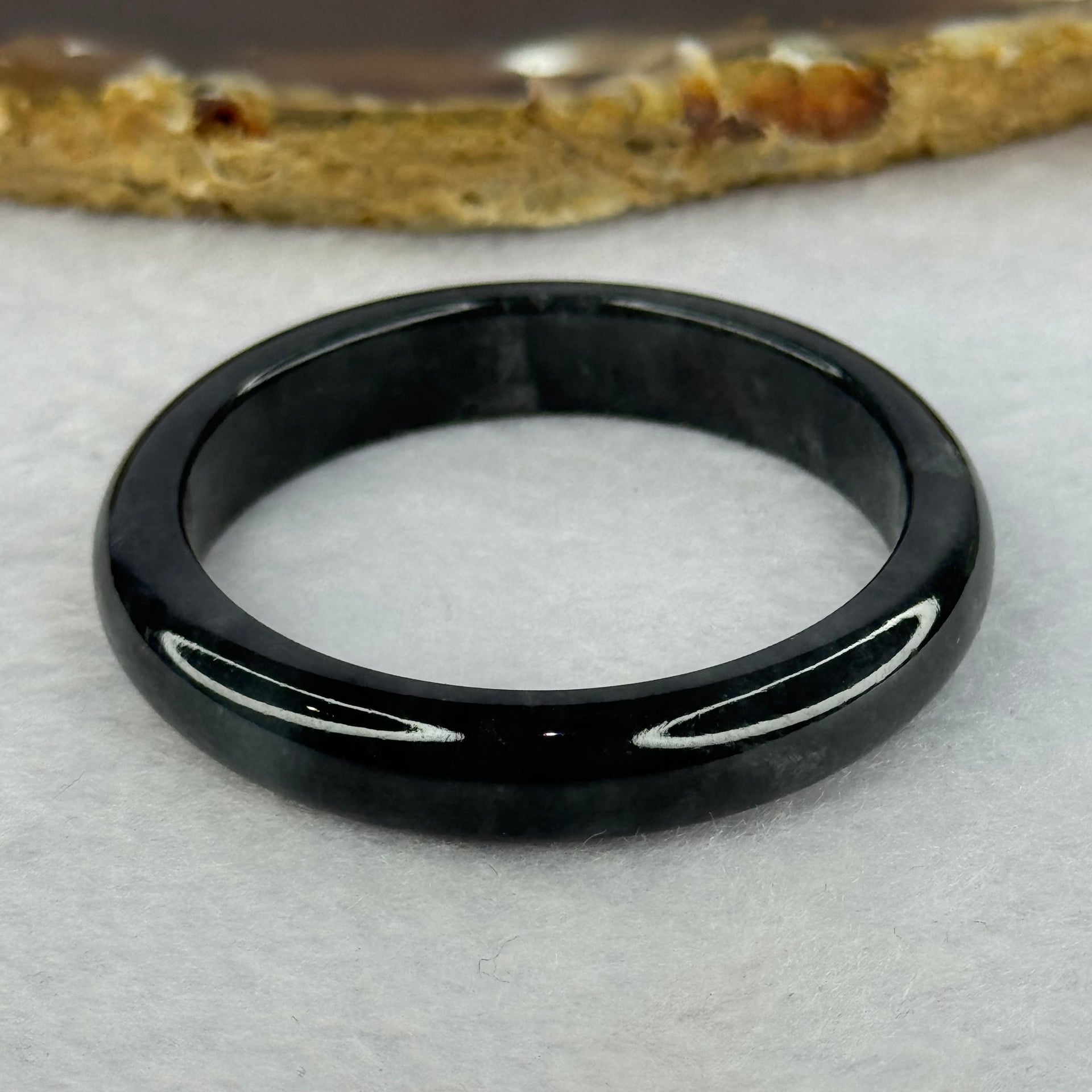 Type A Highly Translucent Black Grey Wuji Jadeite Baby Bangle 13.48g Internal Diameter 36.4mm 7.8 by 5.2mm (Very Slight External Rough) - Huangs Jadeite and Jewelry Pte Ltd