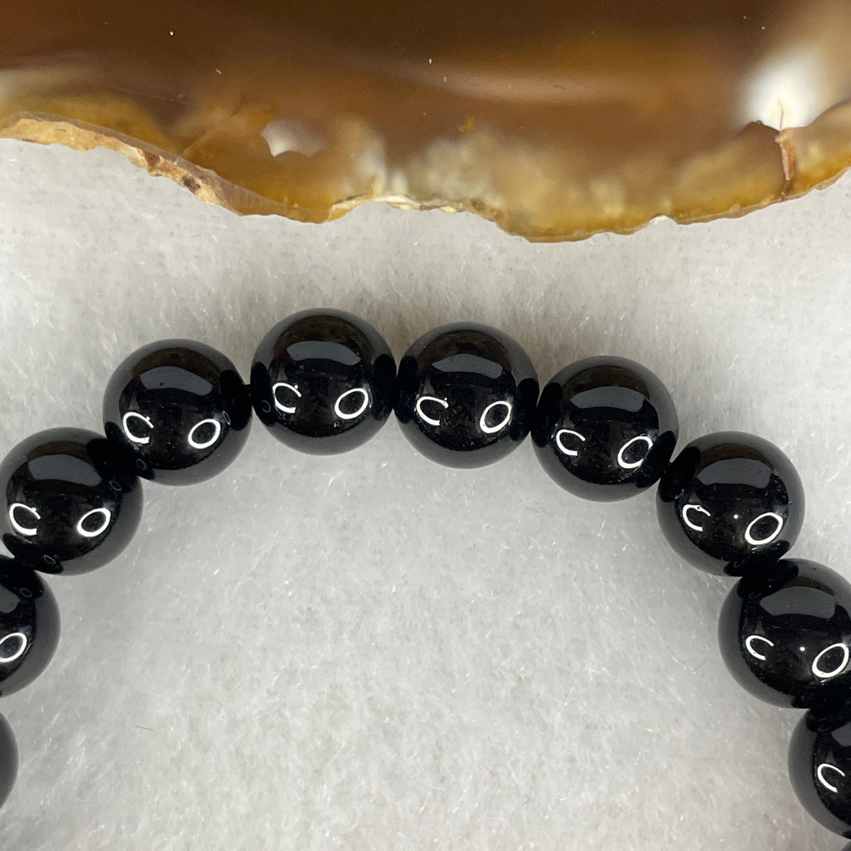 Certified Good Grade Natural Black Obsidian Beads Bracelet | 8.4mm Root Chakra Psychic Protection (16.21g | 23 Beads | 15.5cm)