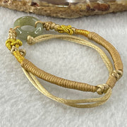 Type A Blueish Green with Brown Jadeite Ping An Kou String Bracelet 2.98g 15.2 by 5.7mm - Huangs Jadeite and Jewelry Pte Ltd