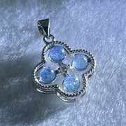 Above Average Grade Rare Natural Blue Dumortierite Rutilated Quartz in S925 Four Leaf Clover Pendant 2.18g 4.0mm 4pcs - Huangs Jadeite and Jewelry Pte Ltd