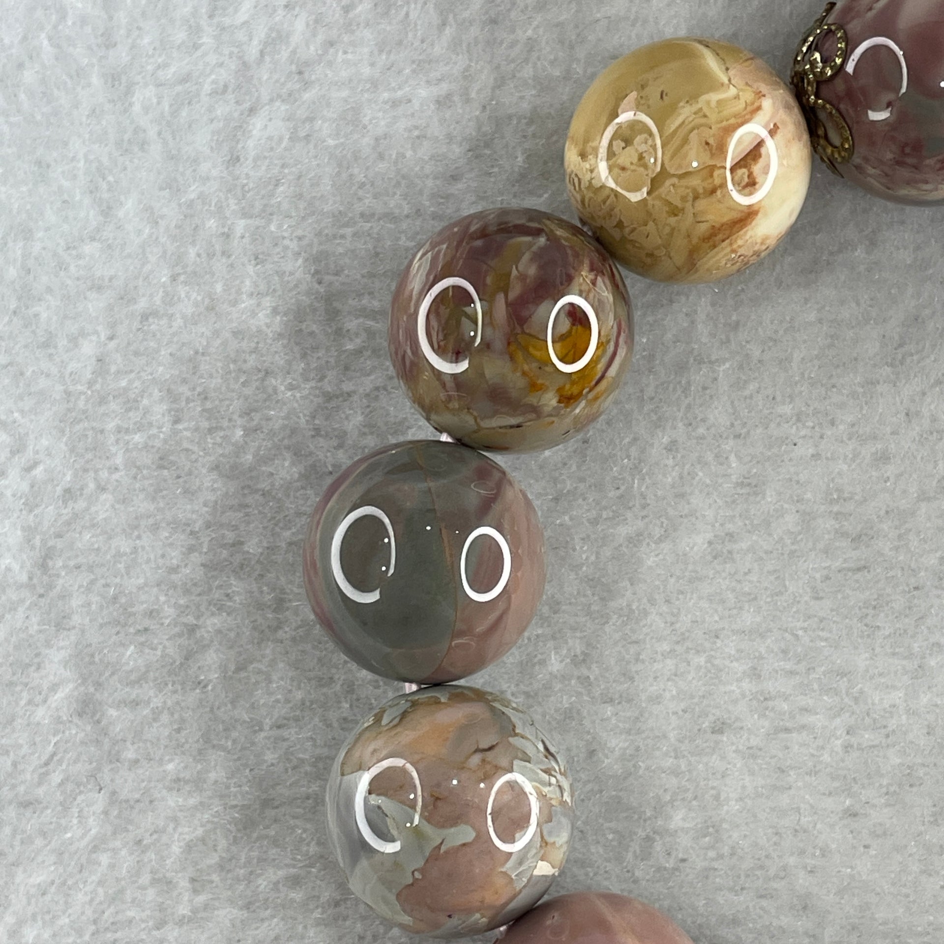 Natural Alashan Agate Greyish Pink Beads Bracelet 62.19g 15cm 15.7mm 13Beads - Huangs Jadeite and Jewelry Pte Ltd