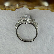 Cubic Zirconia in PT950 Plated S925 Sliver Ring (Adjustable Size) 3.21g 7.4 by 5.3mm - Huangs Jadeite and Jewelry Pte Ltd