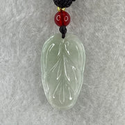 Natural Type A Faint Green Jadeite Leaf Pendant 4.77g 24.8 by 16.4 by 4.0mm - Huangs Jadeite and Jewelry Pte Ltd