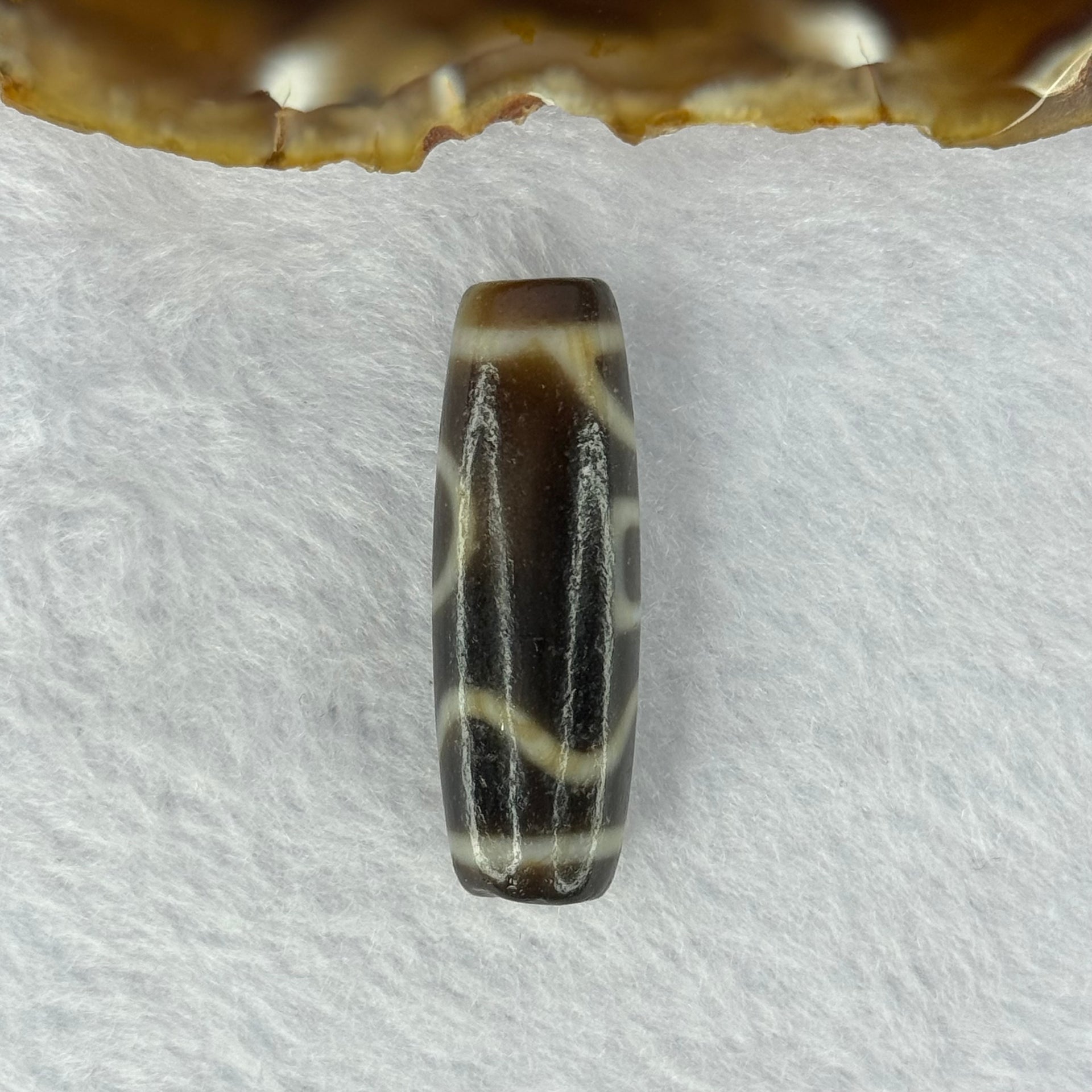 Natural Powerful Tibetan Old Oily Agate Sky Door Serenity 1 Eye Dzi Bead Heavenly Master (Tian Zhu) 一眼天诛 10.00g 37.9 by 17.8mm - Huangs Jadeite and Jewelry Pte Ltd