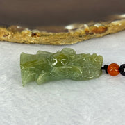 Type A Yellow Green Jadeite God of Fortune Cai Shen Ye 18.26g 39.4 by 22.6 by 12.3mm - Huangs Jadeite and Jewelry Pte Ltd
